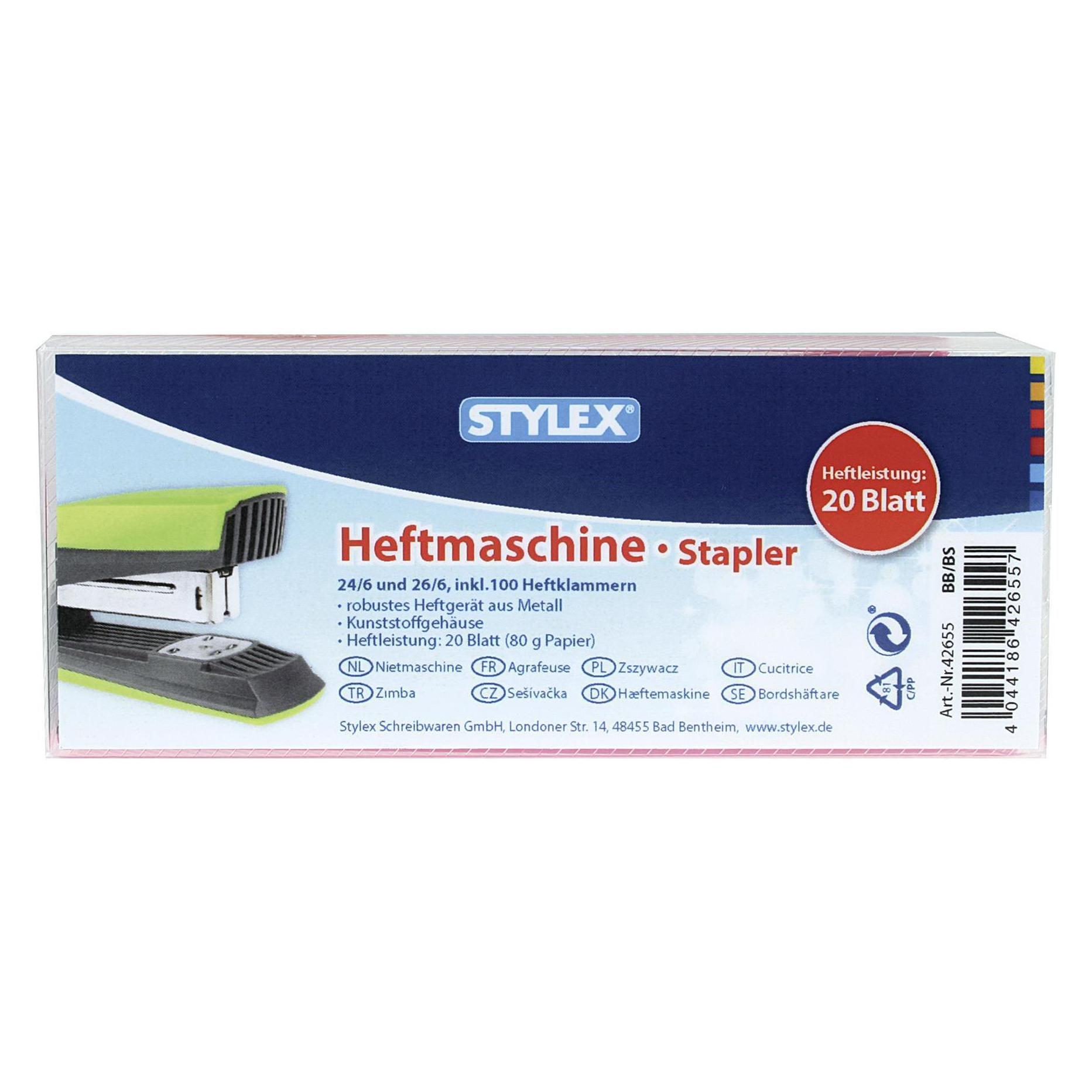Stylex Heftgerät (20 Blätter) (42655) Mindestbestellmenge: 6 Stück