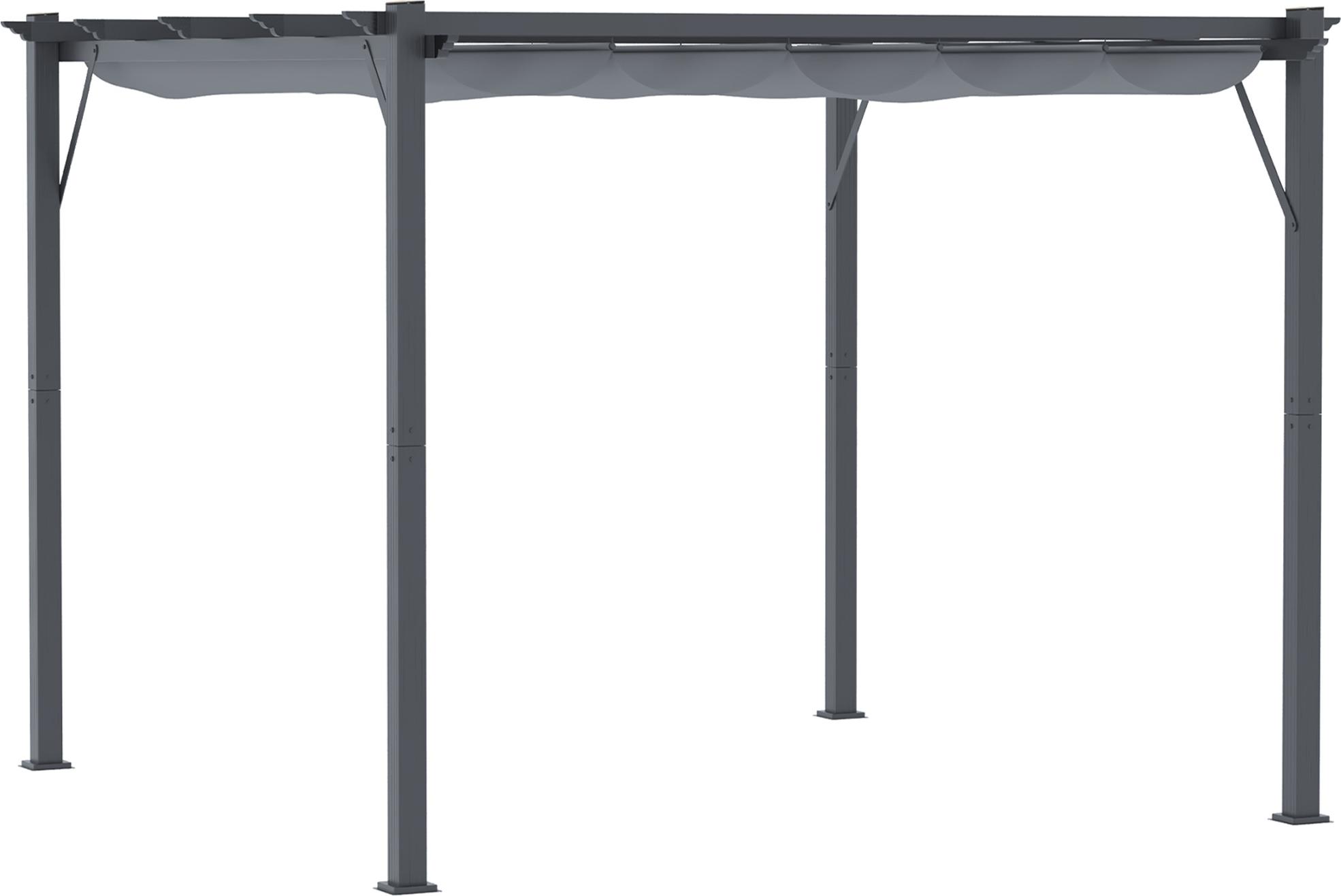 Pergola Pavillon Terrassenüberdachung mit Schiebedach Aluminium 3x3m Gartenüberdachung Grau Anthrazit Schiebedach