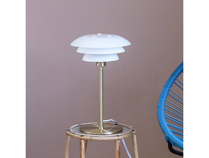 DL20 Lampe de Table Opal/Brass - Dyberg Larsen - Salon / séjour - Scandinave - Métal - Avec abat-jour