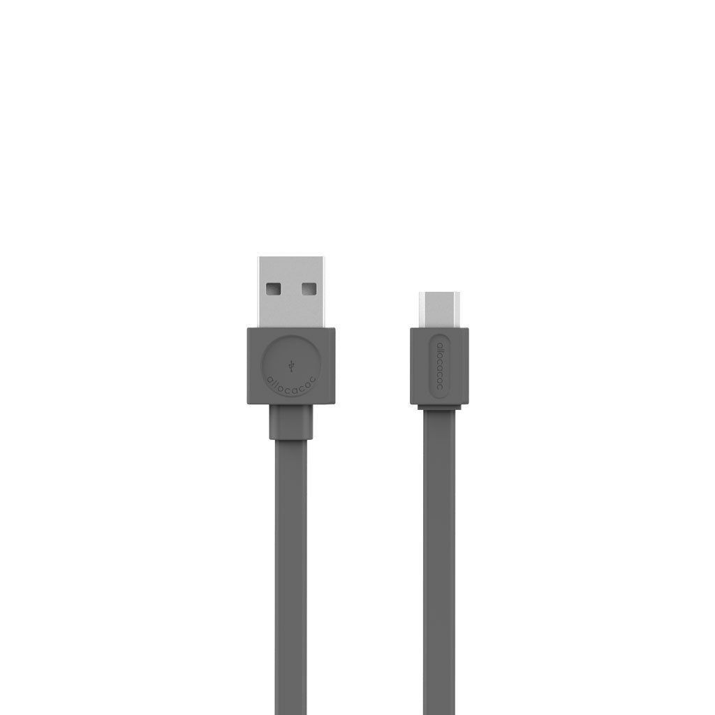 Allocacoc USB-kabel Flat microUSB - 1,5 meter - Grijs