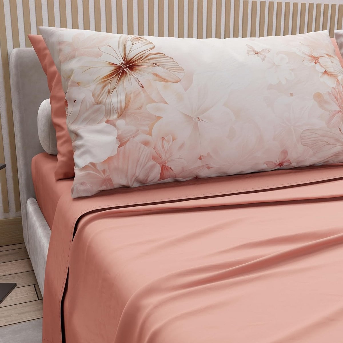 Katoenen eenpersoons beddengoedset met digitale bloemenprint