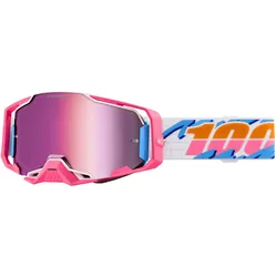 100%, Unisex, Sportbrille, Goggle Armega Lefreak - HiPER Pink Mirror Lens (Pink, Pink), Weiss, Pink, Mehrfarbig