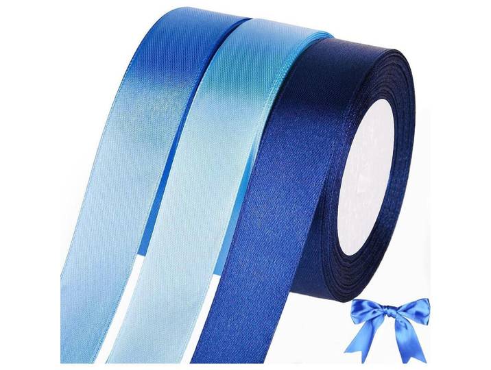 Geschenkband 3er Set Blau 66 m x 20 mm, Mehrfarbig, 2x0.1x2199.9 cm, Dekoration, Geschenkartikel