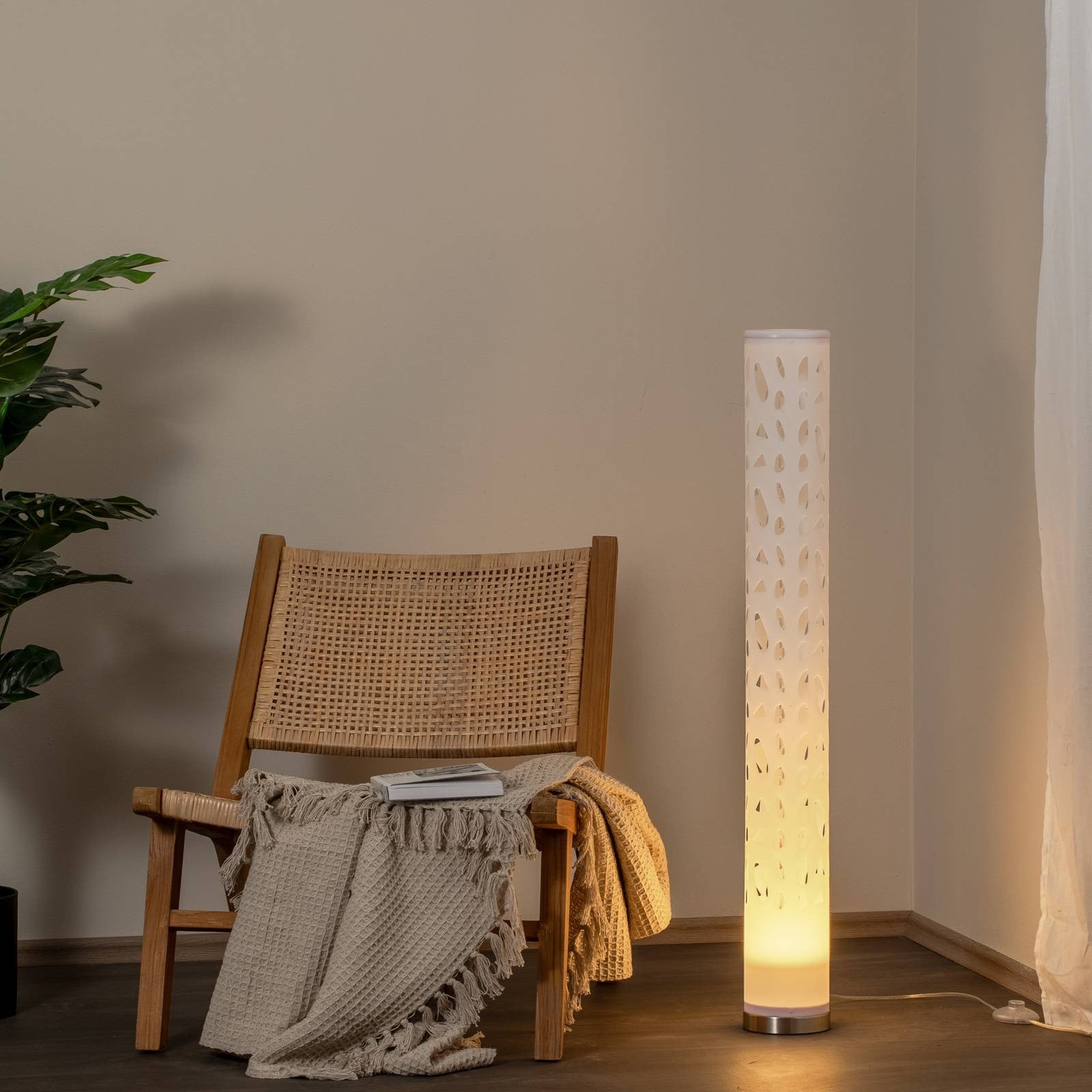 Lindby Vloerlamp Modern Wit met RGB LED en Afstandsbediening