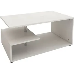 ML-Design Couchtisch Weiß 91x41x52,6 cm Metall Dekostange 3 Etagen Ablagen Modern Wohnzimmer Beistelltisch