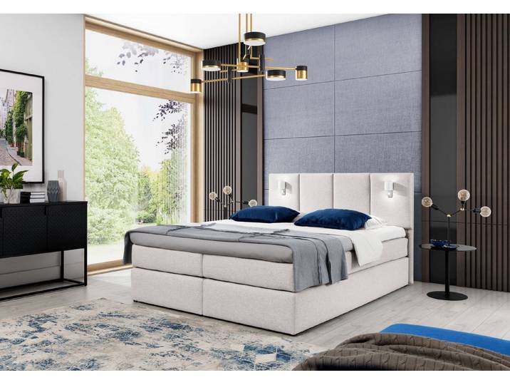 MF Design Boxspringbett Boxspringbett ISTRIA mit Topper und Kunststoffgleitern aus RAQUEL, Vorhanden