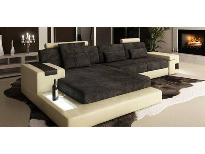 JVmoebel Ecksofa LForm Wohnlandschaft XXL Textil Leder mit USB-Anschluss, Made in Europa