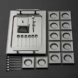 Jumbo New 9100 28-teiliges eckiges Teeset – Edelstahl