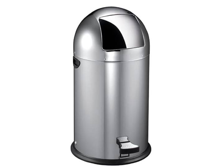 PROREGAL Stilvoller eleganter Abfalleimer mit starkem Fußpedal und verzinktem Inneneimer 33 Liter, HxØ 70x35cm Edelstahl