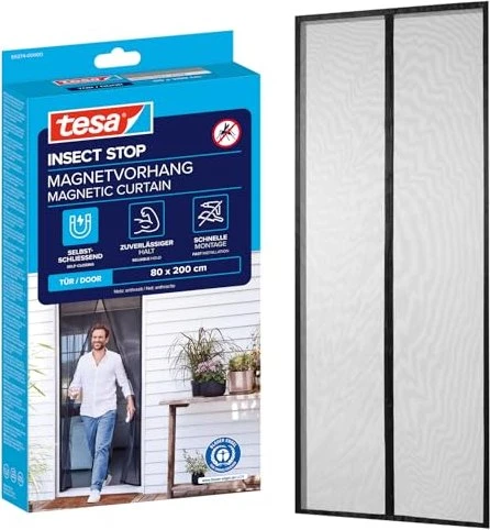 tesa Fliegengitter Insect Stop Magnetvorhang anthrazit 0,8 x 2,0 m