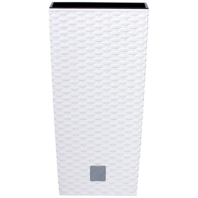 Pflanzkübel PROSPERPLAST "Rato square", weiß (weiß, graues label), H:37,6cm T:20cm, Kunststoff, Pflanzgefäße, Pflanzkübel, BxTxH: 20x20x37,6 cm