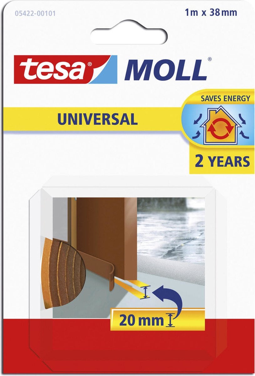 Tesa tochtstrip bruin, 1 m x 3,8 cm, zelfklevende isolatie