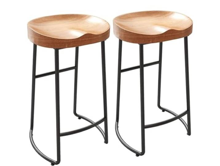 VNCdfhETs Barstuhl 2er Set Barhocker Barstuhl ohne Rückenlehne mit Holz Metallgestell Tresenhocker Barhocker(65CM)
