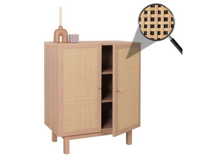 Mendler Highboard HWC-M51 Kubu Rattan 98x79x42cm - Natur