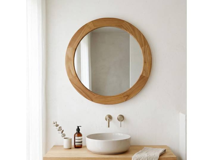 Miroir rond 60 cm avec cadre en bois