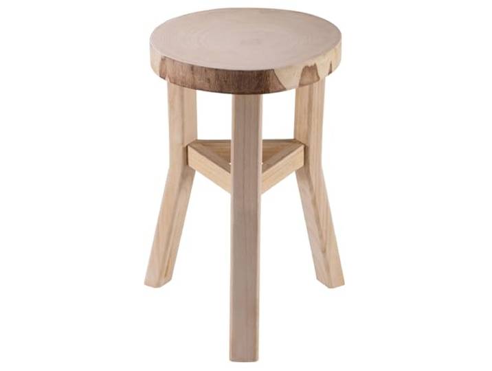 IDIMEX Sitzhocker ZAHORA geölt, Blumenhocker aus Paulownia Holz, Beistell Hocker ist naturbelassen, Pflanzenhocker rund mit Querbalken