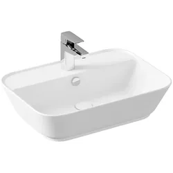 VitrA Geo Aufsatzwaschtisch rechteckig 60 x 43 cm mit Hahnloch mittig Edelweiß,7426B001-0001 7426B001-0001