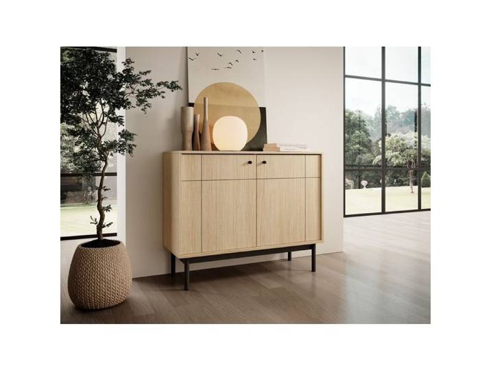 Buffet 2 portes - JAPANDIES - 104 cm - chêne linéaire
