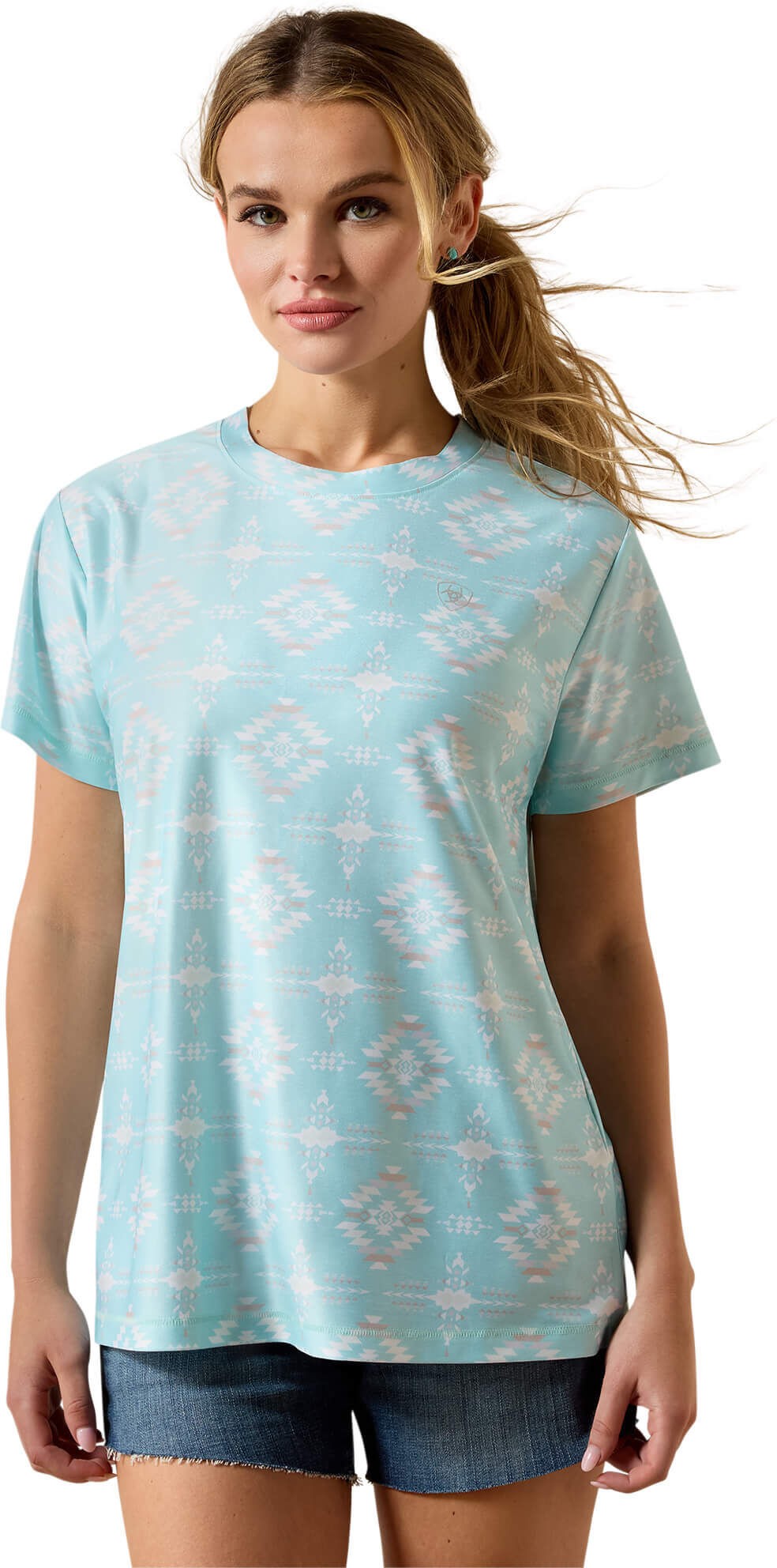 Women's Laguna Logo Shirt in Holiday Heather Southwest, Size: XS by Ariat