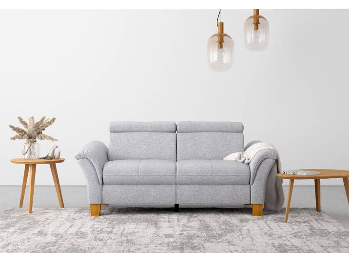 2,5-Sitzer, Silber, 185x93 cm, 100% Polyester, Kopfteilverstellung & TV-Funktion, Klassisch, Home-affaire