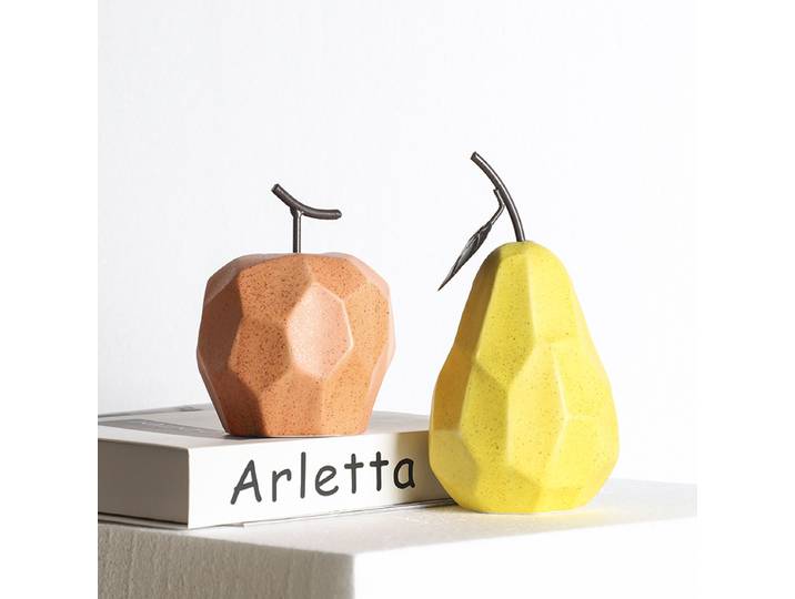 Figurines de Sculpture nordique pour intérieur, accessoires de bureau, décoration de maison, poire, pomme, décor en céramique, ornements de fruits abstraits