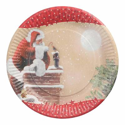 VEPATIM 20 Pappteller rund Ø 23 cm "Weihnachtsmann auf Schornstein"