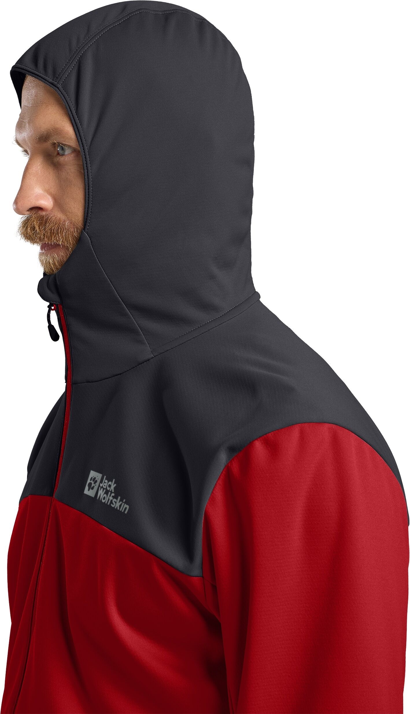 Softshelljacke JACK WOLFSKIN "FELDBERG HOODY M", Herren, Gr. S (48), rot (adrenaline, rot), Obermaterial: 100% Polyester. Futter: 100% Polyester, Jacken Softshelljacke, mit fest verbundener Kapuze, atmungsaktiv, winddicht, wasserabweisend adrenaline, rot 