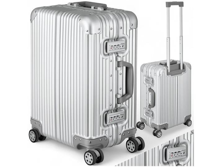 Valise cabine Airway, en aluminium, serrures TSA, 4 roulettes doubles - argent