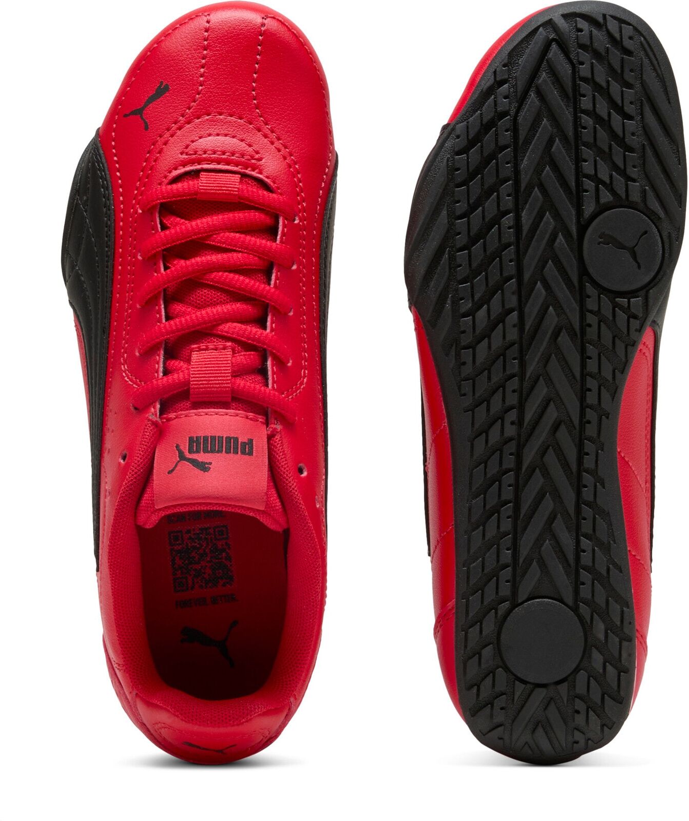 Sneaker PUMA "CATCH JR", Jungen, Gr. 38, Textil, rot (for all time rot, puma schwarz), Synthetik, Schuhe Sneaker, Design auf den Spuren des Puma Speedcat for all time rot, puma schwarz 38, Textil