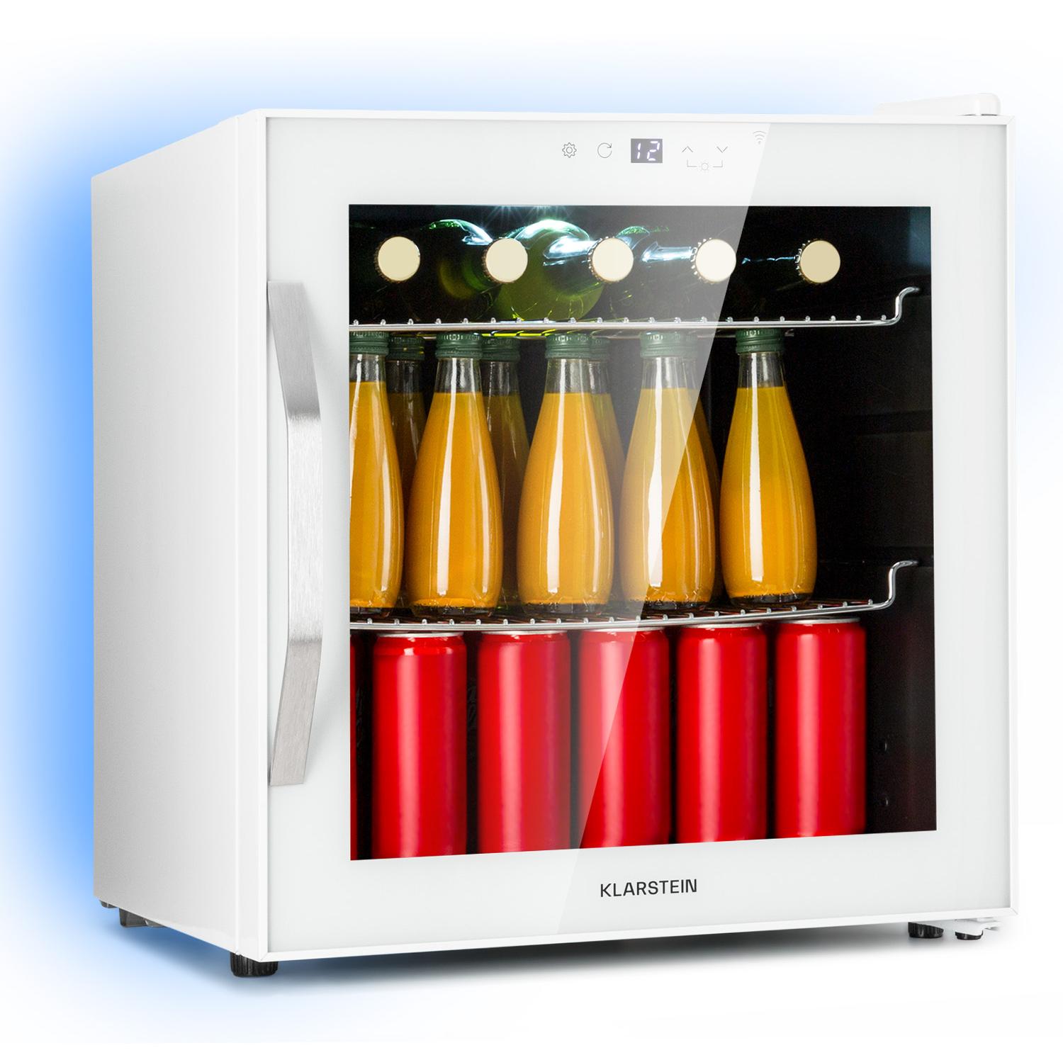 Klarstein Mini Kühlschrank mit Glastür, Kleiner Mini-Kühlschrank Leise für Zimmer & Garten, Indoor/Outdoor Getränkekühlschrank mit IoT/App-Steuerung, Kühlschrank für Kosmetik & Getränke, 5-18°C, 47L