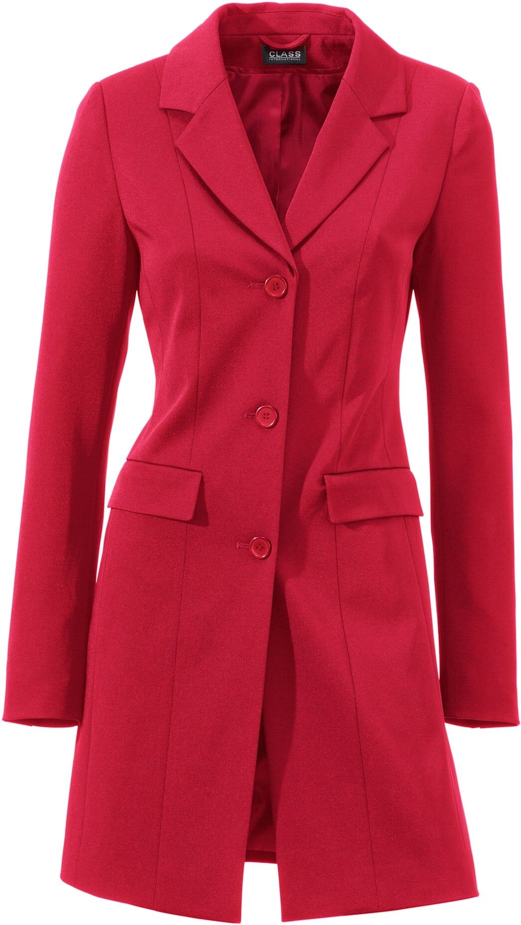 Longblazer HEINE "Longblazer", Damen, Gr. 38, rot, 64% Polyester, 34% Viskose, 2% Elasthan, Futter:100% Polyester, Blazer Longblazer