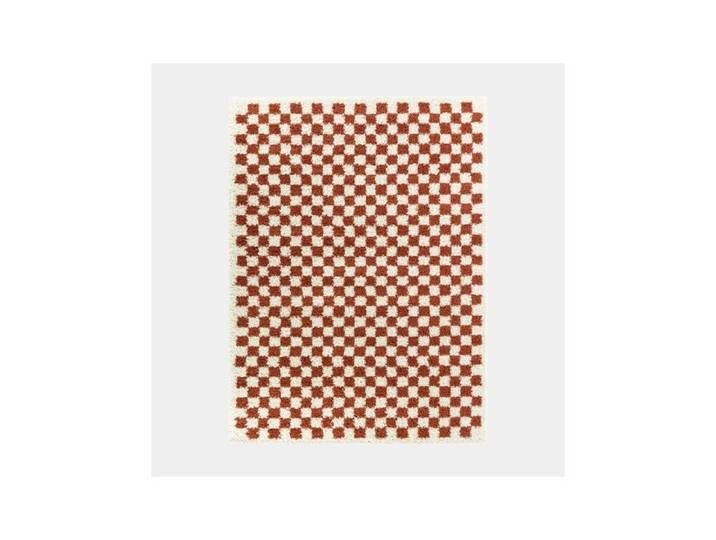 Tapis damier à poils longs - Colorama - Rouge terracotta - 120 x 170 cm