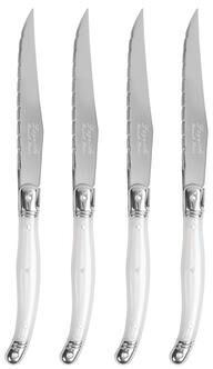 French Home Set of 4 Laguiole Steak Knives, Pearlized White
