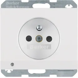 Berker 6765107009 Steckdose m. Schutzko.-Stift u. LED-Orientierungslicht K.1 polarweiß, glänzend