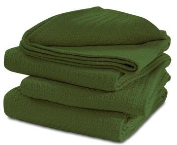 COZY TRENDS 100% Cotton Basket Weave Thermal Bed Blanket Breathable Soft Layering All Season Medium Weight