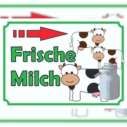 HB-Druck Verkaufsschild Schild Frische Milch mit Pfeil nach rechts A4 (210x297mm)