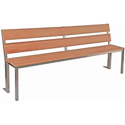 Gartenbank Parkbank mit Rücklehne Edelstahl BxTxH 150x30x40cm SZAGATO Made in Germany Sitzbank Metall Umkleidebank Parkbank wetterfest Parkbänke
