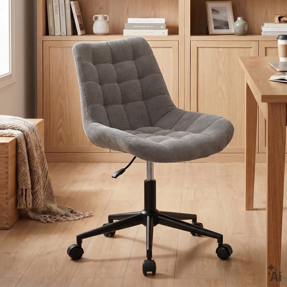IDIMEX Chaise de bureau sur roulettes en velours côtelé, gris Gris 54x80x61cm