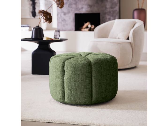 Pouf FORA 60 x 37 x 60cm Grün Chenille Buladi: Moosgrün