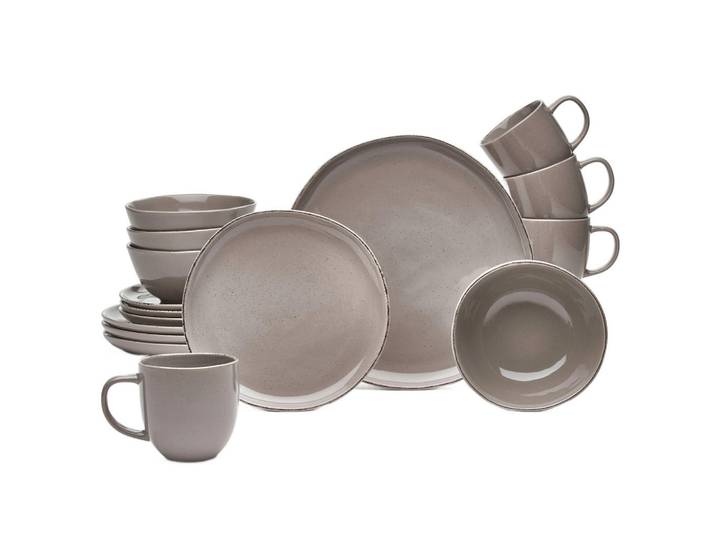 Van Well Kombiservice Urban, Hellbraun, Keramik, 16-teilig, 320 ml,720 ml, robust, lebensmittelecht, Essen & Trinken, Geschirr, Geschirr-Sets, Kombiservice