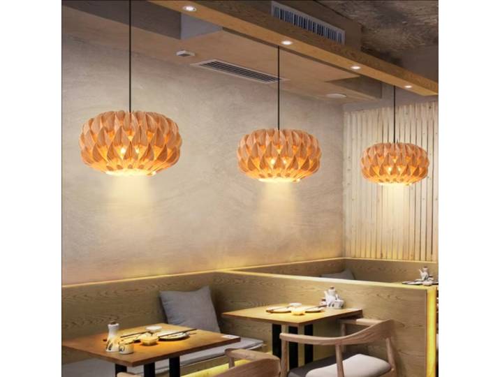 JOYINLED Style asie du sud-est suspension en bois japonais créatif bois Art lampe Hotpot Restaurant chambre Dia.40 cm