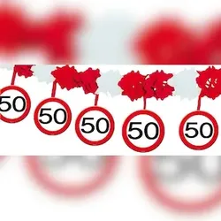 Folat 50. Geburtstag Verkehrsschild Girlande