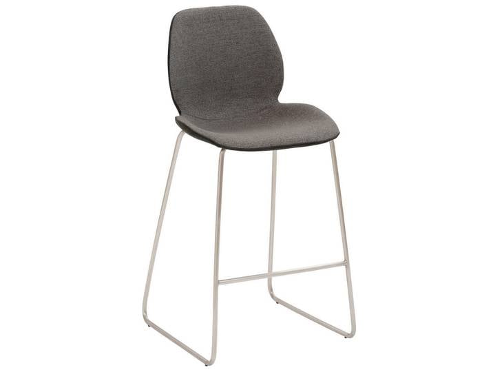Novel Barhocker, Anthrazit, Edelstahl, Metall, Kufe, 49x97x52 cm, Esszimmer, Barmöbel, Barhocker