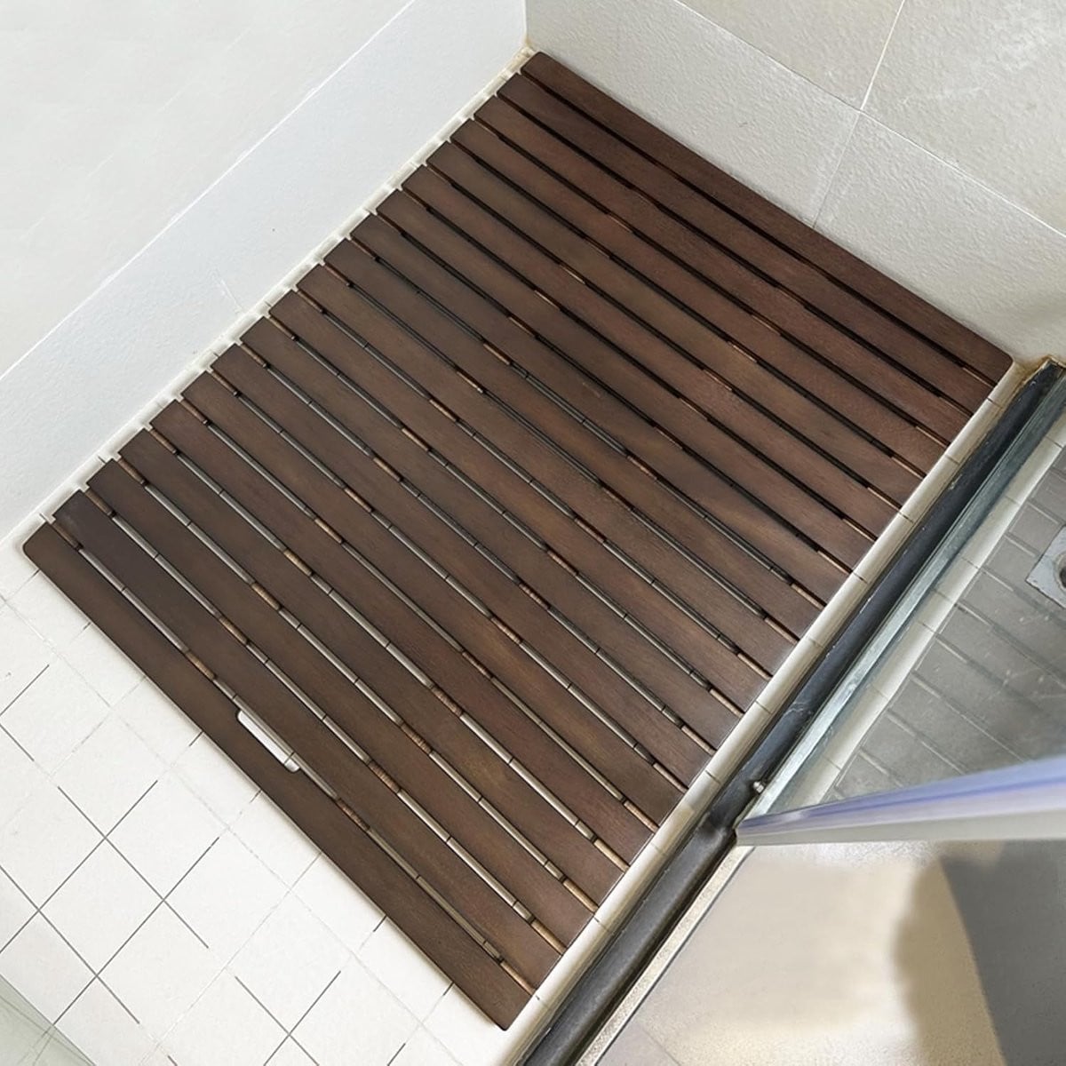 Houten Badmat Walnoot - Antislip Douchemat voor Badkamer - 80 x 70 cm