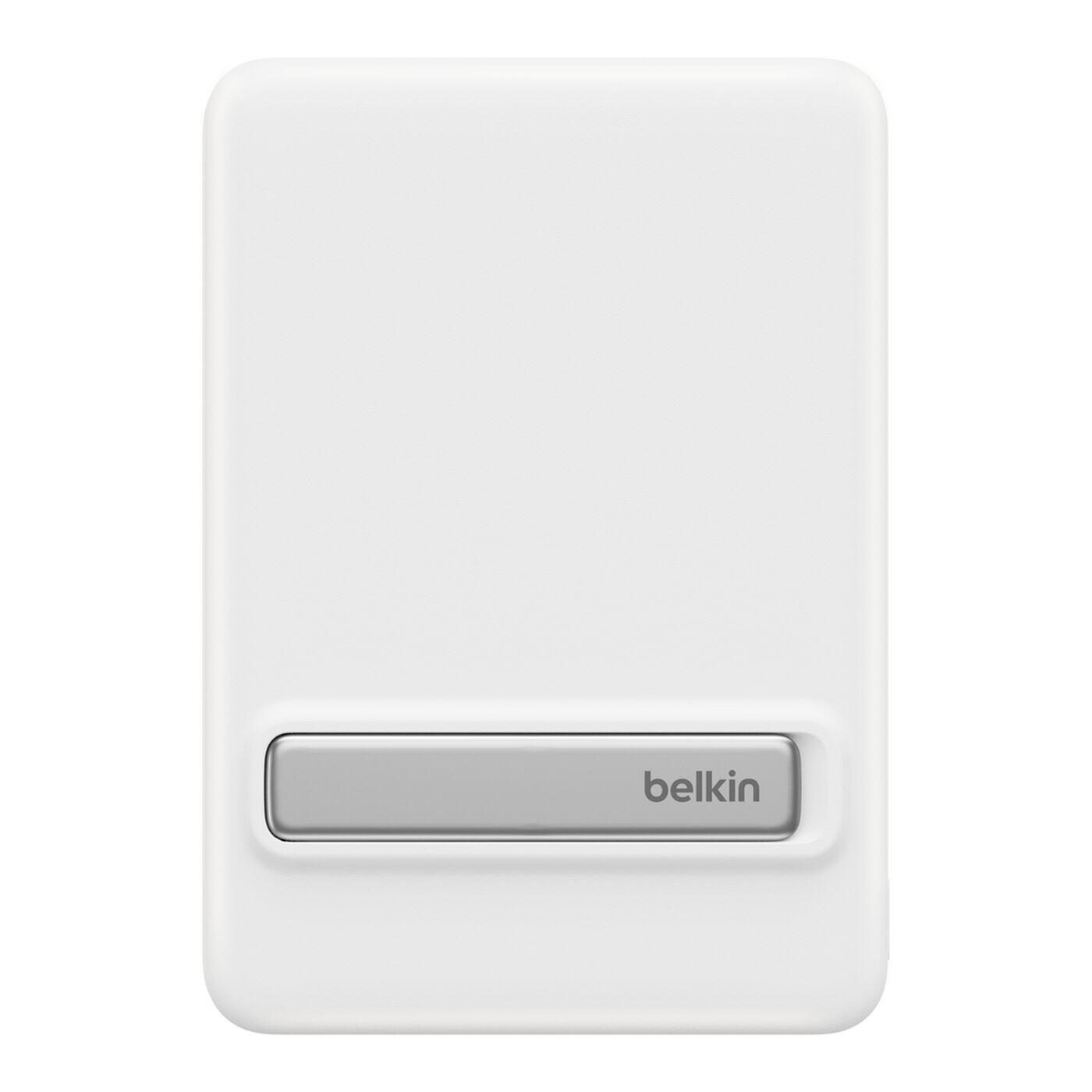 Belkin BoostCharge Slim, Magnetische Powerbank 5.000mAh Qi2, 15 W, mit ausklappbarem Standfuß, weiß BPD011hqWH