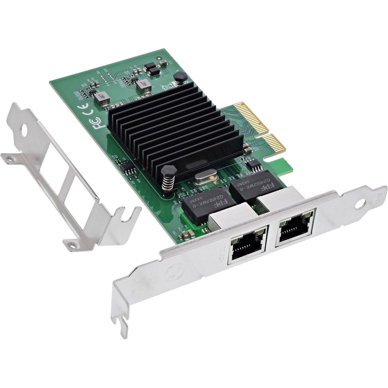 InLine Dual-Gigabit Netzwerkkarte, 2x RJ45 1 Gb/s, PCIe x4, inkl. Low-Profile