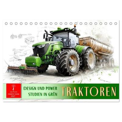 Traktoren - Design und Power Studien in Grün (Tischkalender 2027 DIN A5 quer), CALVENDO Monatskalender