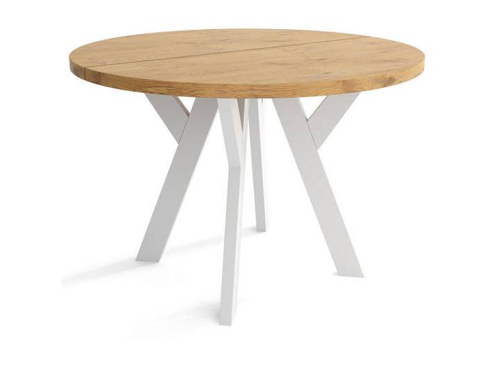 Sepro Meble Tisch Weiß Lancelot Eiche Lancelot Rund 90 cm, Mehrfarbig, 90x76x90 cm, Esszimmer, Esstische