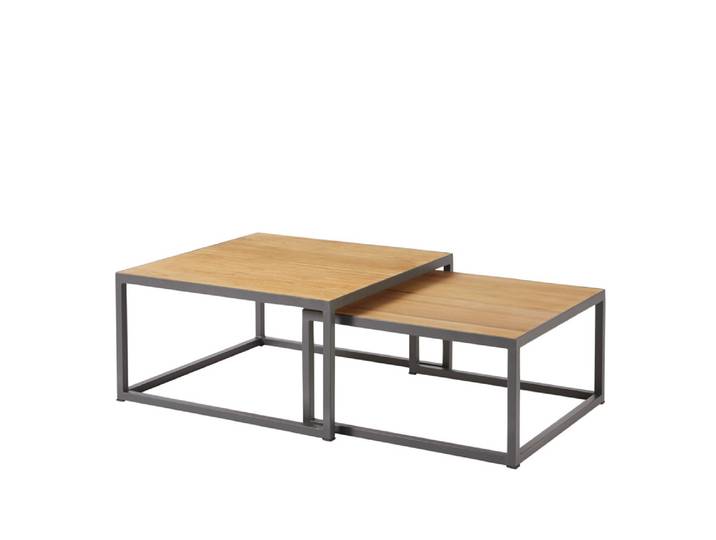 Diamond Garden Nested Loungetische Edelstahl/Teak 2er Set