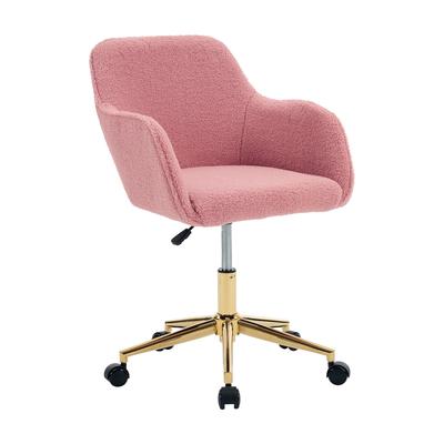 MODFU Bürodrehstuhl Teddy-Stoff Rosa, höhenverstellbar und 360° drehbar